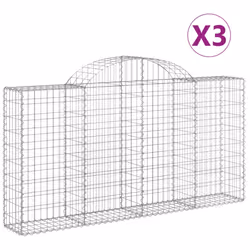 Cesti Gabbioni ad Arco 3 pz 200x30x100/120 cm Ferro Zincatocod mxl 123972 - Vista aggiuntiva 2