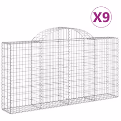 Cesti Gabbioni ad Arco 9 pz 200x30x100/120 cm Ferro Zincatocod mxl 76057 - Vista aggiuntiva 2