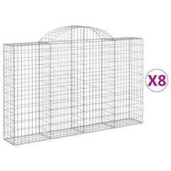 Cesti Gabbioni ad Arco 8 pz 200x30x120/140 cm Ferro Zincatocod mxl 101164 - Vista aggiuntiva 2