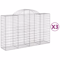 Cesti Gabbioni ad Arco 3 pz 200x50x120/140 cm Ferro Zincatocod mxl 76076 - Vista aggiuntiva 2