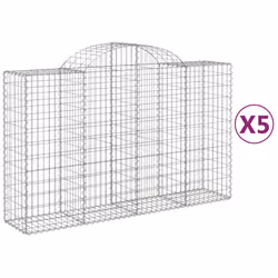 Cesti Gabbioni ad Arco 5 pz 200x50x120/140 cm Ferro Zincatocod mxl 123992 - Vista aggiuntiva 2