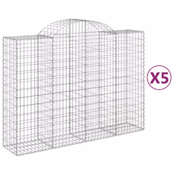 Cesti Gabbioni ad Arco 5 pz 200x50x140/160 cm Ferro Zincatocod mxl 123993 - Vista aggiuntiva 2