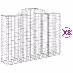 Cesti Gabbioni ad Arco 8 pz 200x50x140/160 cm Ferro Zincatocod mxl 76092 - Vista aggiuntiva 2