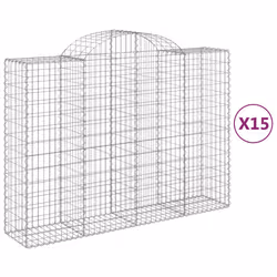 Cesti Gabbioni ad Arco 15 pz 200x50x140/160 cm Ferro Zincatocod mxl 76078 - Vista aggiuntiva 2