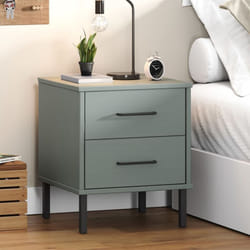 Comodino da Camera da Letto, Tavolino da notte con Gambe in Metallo Grigio Legno Massello Pino oslo Vidaxl