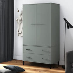 Armadio Gambe Metallo Grigio 90x55x172,5 cm Legno Massello oslo Vidaxl 5827
