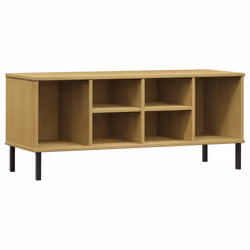 vidaXL Scarpiera Gambe Metallo Marrone 106x35x45cm Legno Massello OSLO - Vista aggiuntiva 2