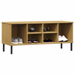 vidaXL Scarpiera Gambe Metallo Marrone 106x35x45cm Legno Massello OSLO - Vista aggiuntiva 3
