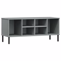 vidaXL Scarpiera Gambe Metallo Grigio 106x35x45cm Legno Massello OSLO - Vista aggiuntiva 2