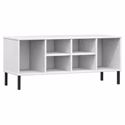 vidaXL Scarpiera Gambe Metallo Bianco 106x35x45cm Legno Massello OSLO - Vista aggiuntiva 2