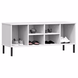 vidaXL Scarpiera Gambe Metallo Bianco 106x35x45cm Legno Massello OSLO - Vista aggiuntiva 3