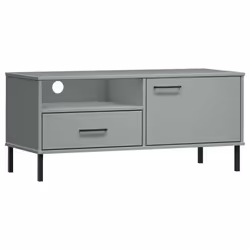 vidaXL Mobile TV con Gambe Metallo Grigio Legno Massello di Pino OSLO - Vista aggiuntiva 2