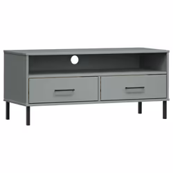 vidaXL Mobile TV con Gambe Metallo Grigio Legno Massello di Pino OSLO - Vista aggiuntiva 2