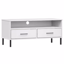vidaXL Mobile TV con Gambe Metallo Bianco Legno Massello di Pino OSLO - Vista aggiuntiva 2