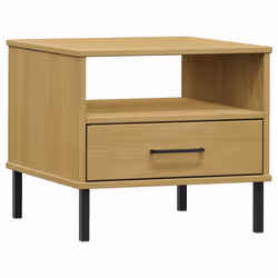 vidaXL Comodino con Gambe in Metallo Marrone Legno Massello Pino OSLO - Vista aggiuntiva 2