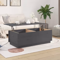vidaXL Tavolino da Salotto Grigio 100x50x35 cm Legno Massello di Pino - Vista aggiuntiva 3