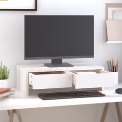 vidaXL Supporto per Monitor Bianco 50x27x15 cm Legno Massello di Pino - Vista aggiuntiva 3