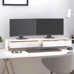 Supporto per Monitor Bianco 100x27x15 cm Legno Massello di Pinocod mxl 72127 - Vista aggiuntiva 3