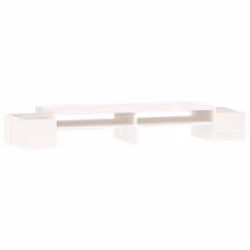 vidaXL Supporto per Monitor Bianco100x27,5x15cm Legno Massello di Pino - Vista aggiuntiva 2
