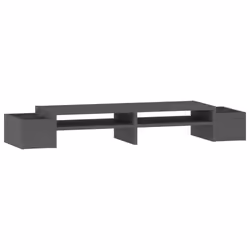 vidaXL Supporto per Monitor Grigio100x27,5x15cm Legno Massello di Pino - Vista aggiuntiva 2