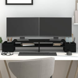Supporto per Monitor Nero 100x27,5x15cm Legno Massello di Pino Vidaxl 772232