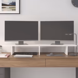 vidaXL Supporto per Monitor Bianco 100x27x15 cm Legno Massello di Pino - Vista aggiuntiva 3