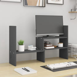 Supporto Monitor Grigio (39-72)x17x43 cm Legno Massello di Pino - Vidaxl