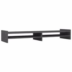 vidaXL Supporto per Monitor Grigio 100x27x15 cm Legno Massello di Pino - Vista aggiuntiva 2