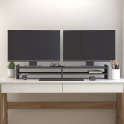vidaXL Supporto per Monitor Grigio 100x27x15 cm Legno Massello di Pino - Vista aggiuntiva 3