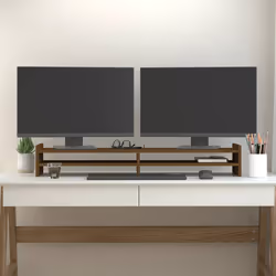 vidaXL Supporto per Monitor ambra 100x27x15 cm Legno Massello di Pino - Vista aggiuntiva 3