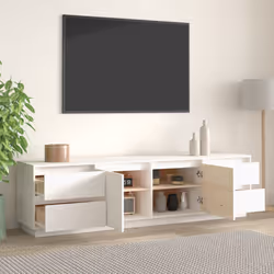 vidaXL Mobile Porta TV Bianco 176x37x47,5 cm in Legno Massello di Pino - Vista aggiuntiva 3