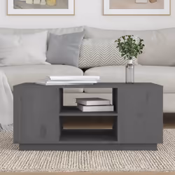 vidaXL Tavolino da Salotto Grigio 90x49x40,5 cm Legno Massello di Pino - Vista aggiuntiva 3