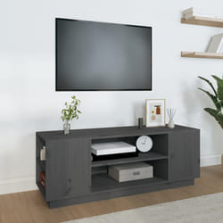 vidaXL Mobile Porta TV Grigio 110x35x40,5 cm in Legno Massello di Pino