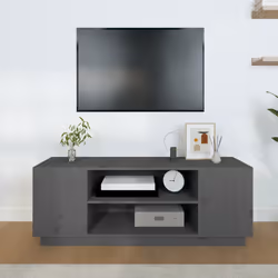 vidaXL Mobile Porta TV Grigio 110x35x40,5 cm in Legno Massello di Pino - Vista aggiuntiva 3