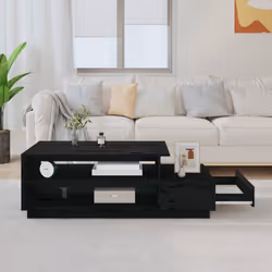 vidaXL Tavolino da Salotto Nero 120x50x40,5 cm Legno Massello di Pino - Vista aggiuntiva 3