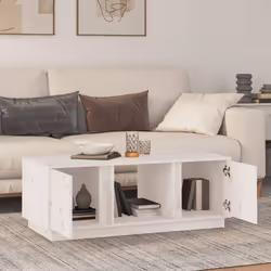 vidaXL Tavolino da Salotto Bianco 110x50x40 cm Legno Massello di Pino - Vista aggiuntiva 3