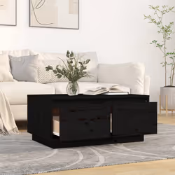 vidaXL Tavolino da Salotto Nero 80x50x35 cm Legno Massello di Pino - Vista aggiuntiva 3