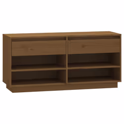 vidaXL Scarpiera ambra 110x34x52 cm in Legno Massello di Pino - Vista aggiuntiva 2