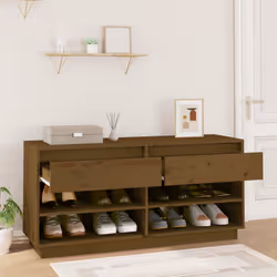 vidaXL Scarpiera ambra 110x34x52 cm in Legno Massello di Pino - Vista aggiuntiva 3