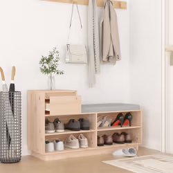 vidaXL Scarpiera 110x34x61 cm in Legno Massello di Pino - Vista aggiuntiva 3