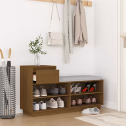 vidaXL Scarpiera ambra 110x34x61 cm in Legno Massello di Pino - Vista aggiuntiva 3