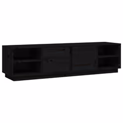 vidaXL Mobile Porta TV Nero 156x40x40 cm in Legno Massello di Pino - Vista aggiuntiva 2