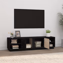 vidaXL Mobile Porta TV Nero 156x40x40 cm in Legno Massello di Pino - Vista aggiuntiva 3