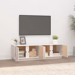 vidaXL Mobile Porta TV Bianco 140x40x40 cm in Legno Massello di Pino - Vista aggiuntiva 3