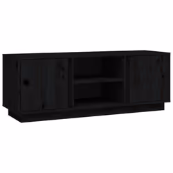 vidaXL Mobile Porta TV Nera 110x35x40,5 cm in Legno Massello di Pino - Vista aggiuntiva 2