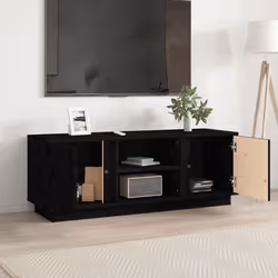 vidaXL Mobile Porta TV Nera 110x35x40,5 cm in Legno Massello di Pino - Vista aggiuntiva 3