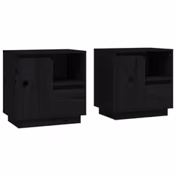 vidaXL Comodini 2 pz Neri 50x34x50 cm in Legno Massello di Pino - Vista aggiuntiva 2