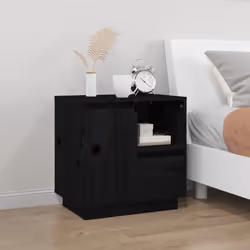 vidaXL Comodini 2 pz Neri 50x34x50 cm in Legno Massello di Pino - Vista aggiuntiva 3