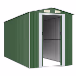 vidaXL Capanno da Giardino Verde 192x440x223 cm Acciaio Zincato - Vista aggiuntiva 3