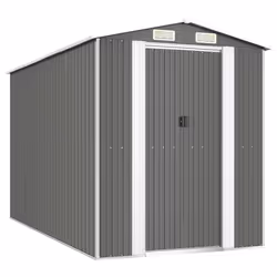 vidaXL Capanno da Giardino Grigio Chiaro 192x357x223cm Acciaio Zincato - Vista aggiuntiva 2